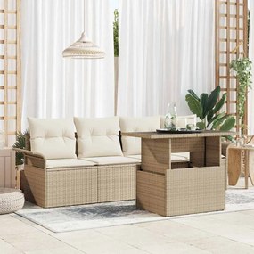 vidaXL Σετ Καναπέ Κήπου με μαξιλάρι 5 pcs Μπεζ Πολυ ράταν