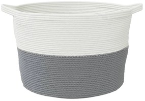 vidaXL Καλάθι Απλύτων Γκρι και Λευκό Ø60x36 εκ. Βαμβακερό