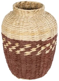 Βάζο Πλεκτό Toulouse 21225 25x25x32cm Beige-Red GloboStar Ξύλο