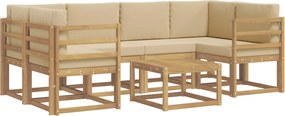 vidaXL Σειρά Καναπέ Εξωτερικού με μαξιλάρι 7 pcs Λευκό και Μπεζ