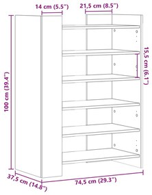Παπουτσοθήκη Λευκή 74,5x37,5x100 εκ. από Επεξεργασμένο Ξύλο - Λευκό