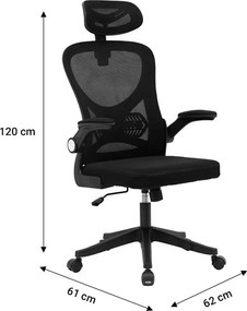 Καρέκλα γραφείου διευθυντή DINA mesh μαύρο 62x61x110/120