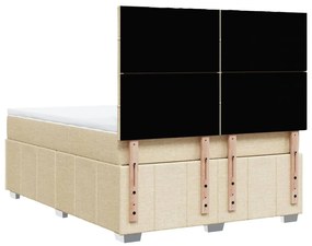 Κρεβάτι Boxspring με Στρώμα Κρεμ 140x190 εκ. Υφασμάτινο - Κρεμ