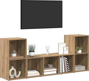 vidaXL Σετ επίπλου τηλεόρασης 3 pcs Καφέ Επεξεργασμένο ξύλο