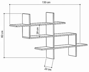 Ραφιέρα τοίχου Halic Megapap χρώμα sapphire oak 150x22x82εκ.
