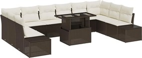 vidaXL Σετ Καναπέ Κήπου με αποθήκευση 11 pcs Καφέ Πολυ ράταν