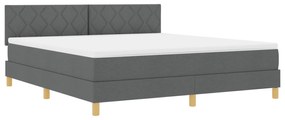 vidaXL Κρεβάτι Σαλάτας με Στρώμα & LED Σκούρο Γκρι 180x200 εκ. Υφασμάτινο
