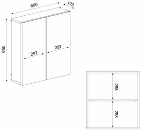 Καθρέπτης μπάνιου Binary Μegapap χρώμα λευκό 60x17,2x65εκ.