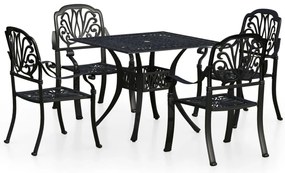 vidaXL Σετ Επίπλων Bistro 5 Τεμαχίων Μαύρο από Χυτό Αλουμίνιο