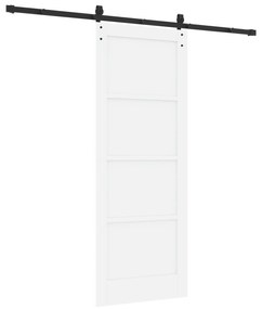 vidaXL Συρόμενη Πόρτα με Σετ Εξαρτημάτων Λευκή 78x202 εκ. Στερεό Ξύλο Πεύκου