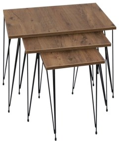 MultiHome Σετ Τραπεζάκια Ορθογώνια Ζιγκόν 267 Ξύλινο Καρυδί 3τμχ Μ60xΠ40xΥ52εκ