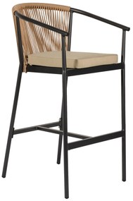 Σκαμπό ArteLibre MANDRAKA Μαύρο/Φυσικό Αλουμίνιο/Rattan 56x63x108cm-14840025