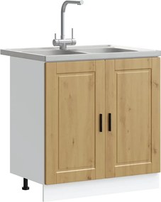 vidaXL Βάση νιπτήρα με αποθήκευση Porto 2 pcs Καφέ Επεξεργασμένο ξύλο