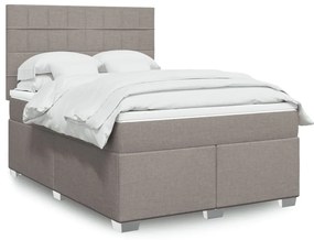 vidaXL Κρεβάτι Boxspring με Στρώμα Taupe 140x190 εκ. Υφασμάτινο