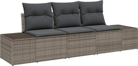 vidaXL Σετ Καναπέ με μαξιλάρι 3 pcs Γκρι συνθετικό ρατάν