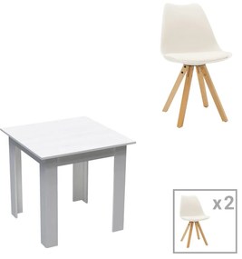 Τραπεζαρία Manka Ι-Caron σετ 3τεμ σε λευκή απόχρωση 80x80x77εκ Υλικό: PU - PP - PARTICLEBOARD 200-001235