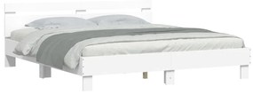 vidaXL Πλαίσιο Κρεβατιού με Κεφαλάρι Λευκό 180x200εκ. Μασίφ Επεξ. Ξύλο