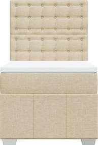 vidaXL Κρεβάτι Boxspring με Στρώμα Κρεμ 100 x 200 εκ. Υφασμάτινο