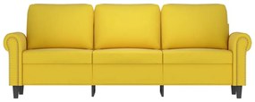 Καναπές Τριθέσιος Κίτρινο 180 εκ. Βελούδινος - Κίτρινο