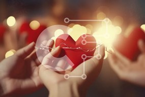 Intra Συλλεκτικό Ξύλινο Παζλ Plywood 4mm - Χέρια που κρατούν μια κόκκινη καρδιά Σε Ξύλινο Κουτί - Διαστάσεις Puzzle: 10x10 cm – 25 κομμάτια