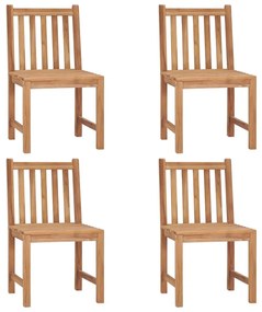 Καρέκλες Κήπου 4 τεμ. από Μασίφ Ξύλο Teak με Μαξιλάρια - Λευκό