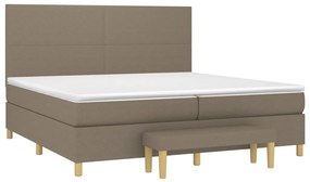 vidaXL Κρεβάτι Boxspring με Στρώμα Taupe 200x200 εκ. Υφασμάτινο