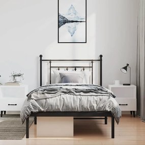 vidaXL Πλαίσιο Κρεβατιού με Κεφαλάρι Μαύρο 100 x 200 εκ. Μεταλλικό