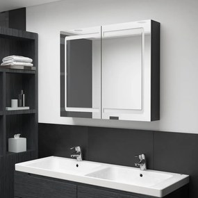 vidaXL Καθρέφτης Μπάνιου με Ντουλάπι &amp; LED Λαμπερό Μαύρο 80x12x68 εκ.