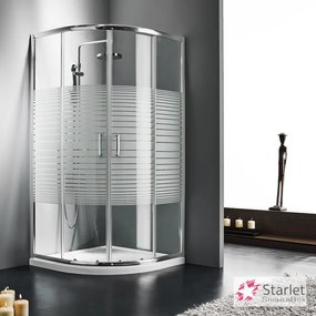STARLET Quadrant Καμπίνα 1/4 κύκλου με 2 σταθερά &amp; 2 συρόμενα φύλλα με ρίγες CHROME 87-89 Υ180εκ