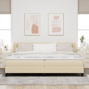 vidaXL Κρεβάτι Box Spring με Στρώμα Κρεμ 200x200 εκ Υφάσμα