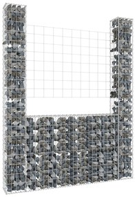 vidaXL Συρματοκιβώτιο σε U Σχήμα με 2 Στύλους 140x20x200 εκ Σιδερένιο