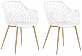 Καρέκλα Berwyn 1601, Άσπρο, Ανοιχτό χρώμα ξύλου, 86x50x51cm, 5 kg, Πλαστική ύλη, Μεταλλικά, Μπράτσα | Epipla1.gr