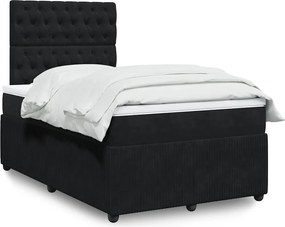 vidaXL Κρεβάτι Boxspring με Στρώμα Μαύρο 120x190 εκ. Βελούδινο