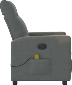 vidaXL Πολυθρόνα Μασάζ Ανακλινόμενη Σκούρο Γκρι Υφασμάτινη