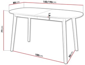 Τραπέζι Edmond 114, Γκρι μάρμαρο, Μαύρο, 77x80x150cm, 29 kg, Επιμήκυνση, Πλαστικοποιημένη μοριοσανίδα, Ξύλο | Epipla1.gr