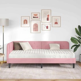vidaXL Κρεβάτι Γωνίας Ροζ 100 x 200 cm Βελούδο