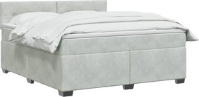 vidaXL Κρεβάτι Box Spring με Στρώμα και LED Ανοιχτό γκρι 160 x 200 cm
