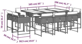 Σετ Τραπεζαρίας Κήπου 11 τεμ. Μπεζ Συνθετικό Ρατάν με Μαξιλάρια - Μπεζ