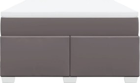 vidaXL Κρεβάτι Boxspring με Στρώμα Γκρι 140x200εκ. από Συνθετικό Δέρμα