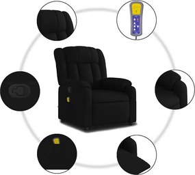 vidaXL Πολυθρόνα Μασάζ Ανακλινόμενη Μαύρη Υφασμάτινη