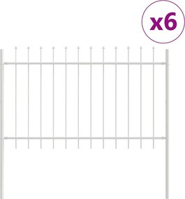 vidaXL Φράχτης Κήπου 6 pcs Λευκό 10,2 x 0,8 μ Ατσάλι με Πούδρα
