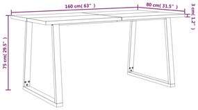 Τραπεζαρία με Φυσικό Περίγραμμα 160x80x75 εκ Μασίφ Ξύλο Ακακίας - Καφέ