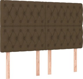 vidaXL Κρεβάτι Boxspring με Στρώμα Σκούρο Καφέ 140x190 εκ. Υφασμάτινο