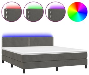 ΚΡΕΒΑΤΙ BOXSPRING ΜΕ ΣΤΡΩΜΑ &amp; LED ΣΚ. ΓΚΡΙ 160X200ΕΚ. ΒΕΛΟΥΔΙΝΟ 3134352