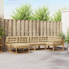 vidaXL Σειρά Καναπέ Εξωτερικού 5 pcs Λευκό και Μπεζ Πολυεστέρας
