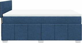 vidaXL Κρεβάτι Boxspring με Στρώμα Μπλε 140x190 εκ. Υφασμάτινο