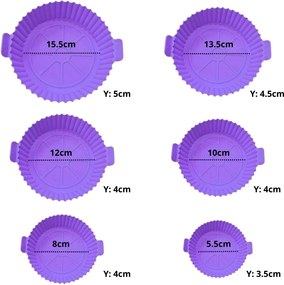 Σετ 6 Τμχ. Φόρμα Σιλικόνης για Φριτέζα Αέρος - Μωβ