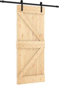 vidaXL Συρόμενη Πόρτα Φυσικό και Μαύρο 85 x 210 cm