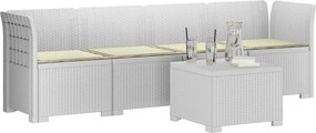 vidaXL Καθιστικό Κήπου 4 Θέσεων με Μαξιλάρια από Ρατάν PP Λευκό