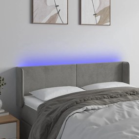 Κεφαλάρι Κρεβατιού LED Ανοιχτό Γκρι 147x16x78/88 εκ. Βελούδινο 3123004